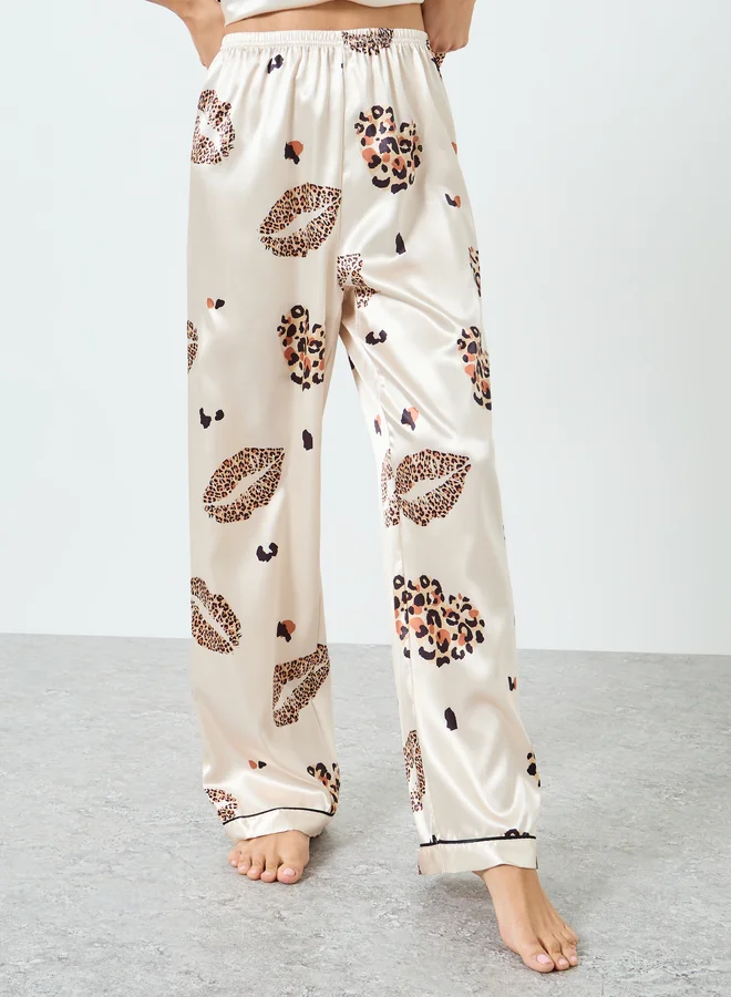 Take Two  Women Satin Graphic Printed Shirt and Pyjama Set for Women | Best Price UAE